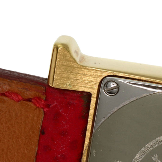 HERMES Watches Quartz HH1.201 Gold Plated, Leather gold H watch Silver dial Women Used Authentic