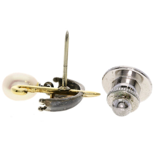 MIKIMOTO Brooch SV , K18YG Silver Pin Brooch Freshwater Pearl Umbrella Motif Women Used Authentic