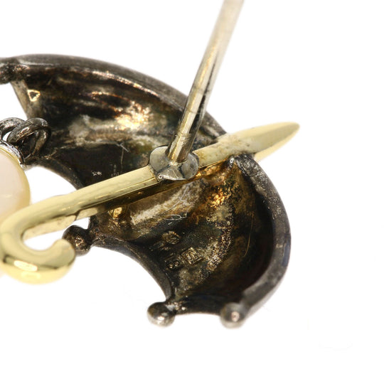 MIKIMOTO Brooch SV , K18YG Silver Pin Brooch Freshwater Pearl Umbrella Motif Women Used Authentic