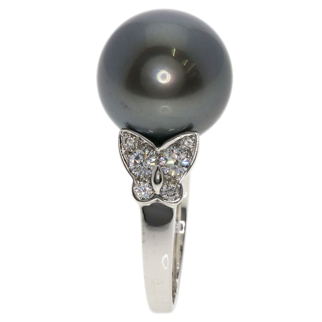 Van Cleef & Arpels Ring K18WG Silver Do Papillon Pearl Diamond #52
