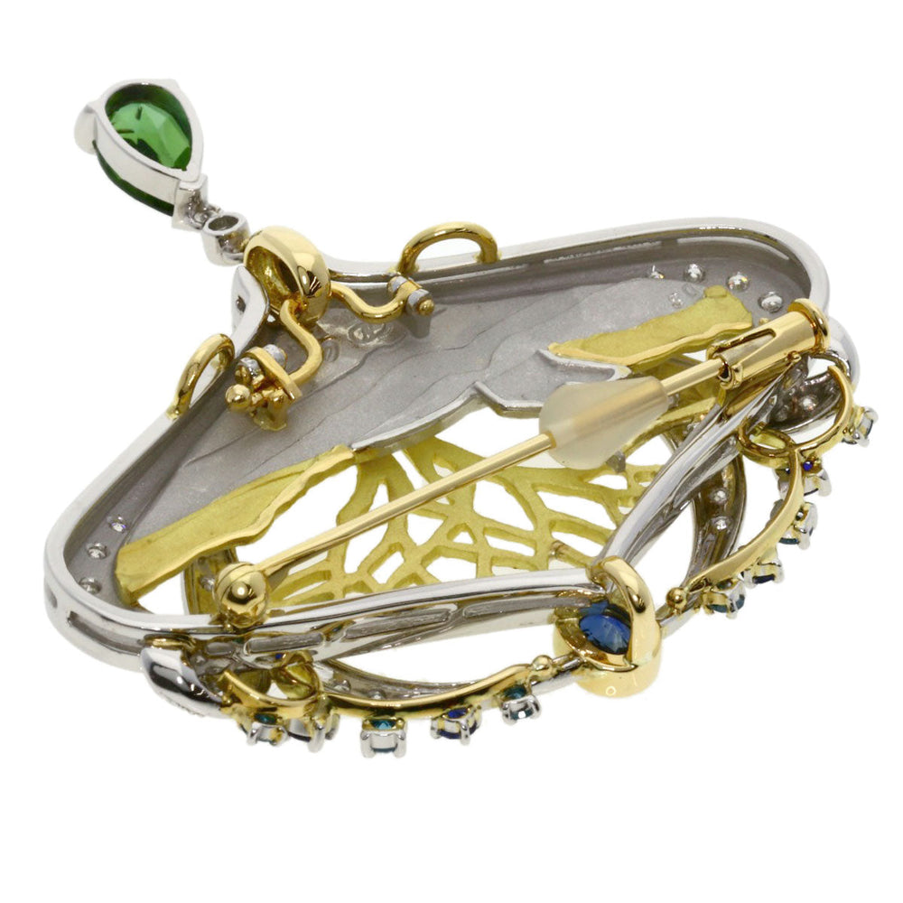 NOBUKO ISHIKAWA Brooch PT900 gold as time tourmaline sapphire diamond
