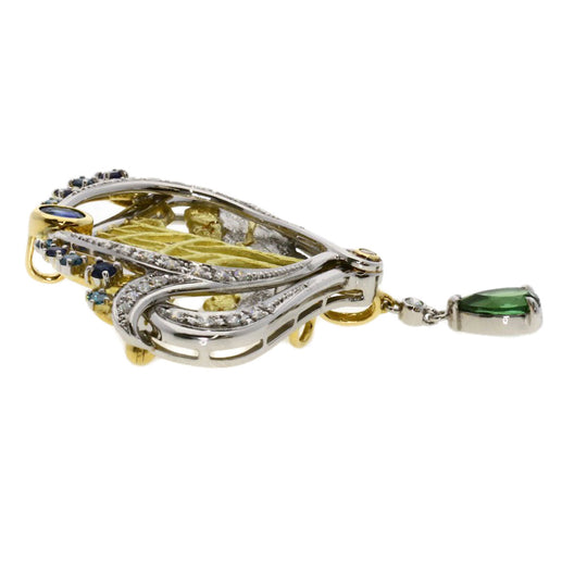 NOBUKO ISHIKAWA Brooch PT900 gold as time tourmaline sapphire diamond