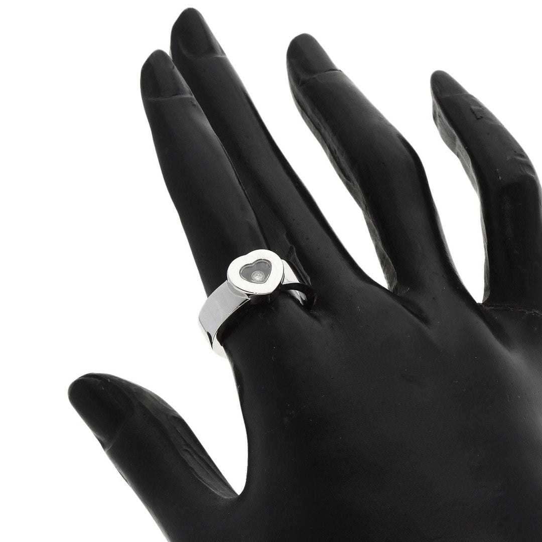 Chopard Ring K18WG Silver Happy Diamond 2897-20 Women Used Authentic