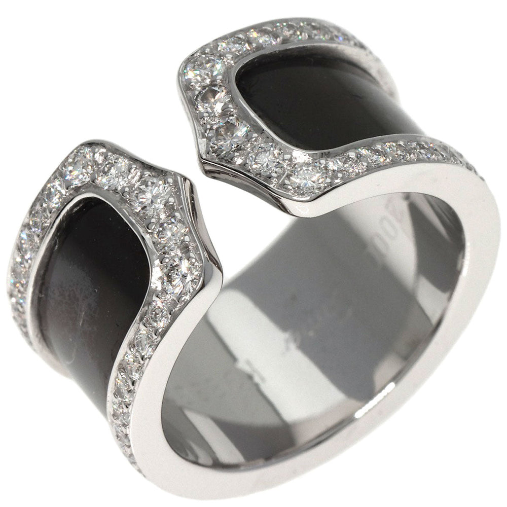 CARTIER Ring K18WG Silver C2 Ring LM Edge Diamond Lacquer #50 Manufacturer Complete Women Used Authentic