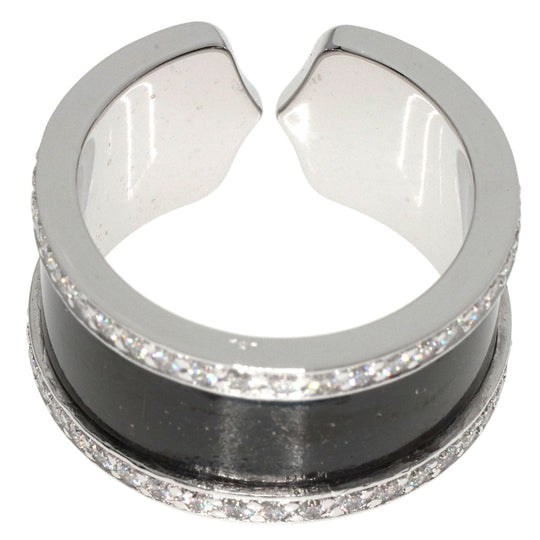 CARTIER Ring K18WG Silver C2 Ring LM Edge Diamond Lacquer #50 Manufacturer Complete Women Used Authentic