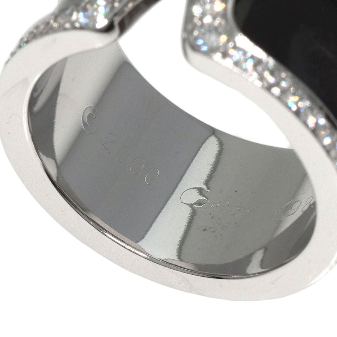 CARTIER Ring K18WG Silver C2 Ring LM Edge Diamond Lacquer #50 Manufacturer Complete Women Used Authentic