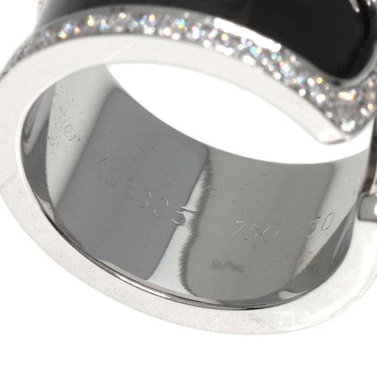CARTIER Ring K18WG Silver C2 Ring LM Edge Diamond Lacquer #50 Manufacturer Complete Women Used Authentic