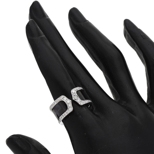 CARTIER Ring K18WG Silver C2 Ring LM Edge Diamond Lacquer #50 Manufacturer Complete Women Used Authentic