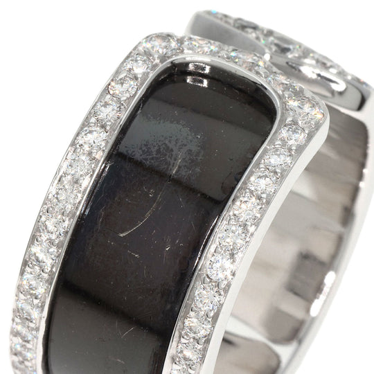 CARTIER Ring K18WG Silver C2 Ring LM Edge Diamond Lacquer #50 Manufacturer Complete Women Used Authentic