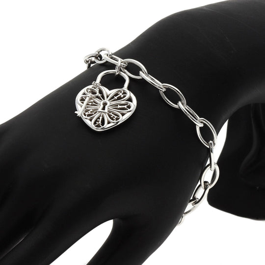 TIFFANY&Co. bracelet SV Silver filigree heart key Women Used Authentic