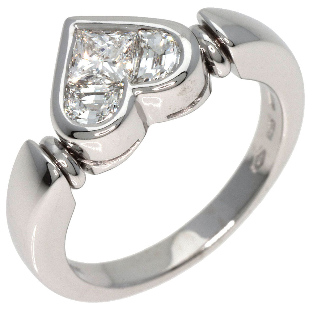BVLGARI Ring K18WG Silver Cuore Heart 3P Diamond Women Used Authentic