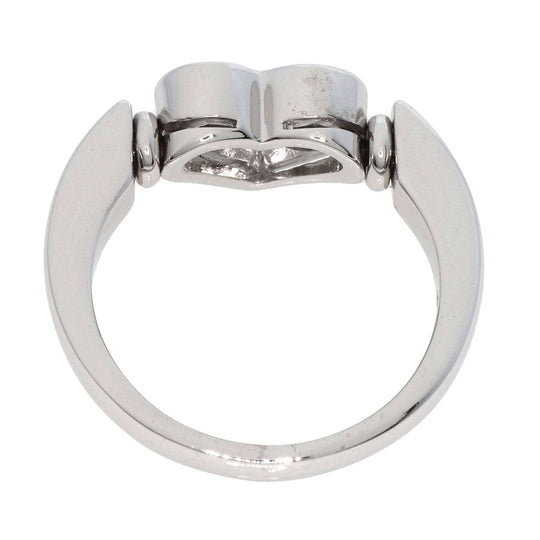 BVLGARI Ring K18WG Silver Cuore Heart 3P Diamond Women Used Authentic