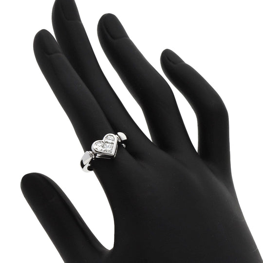BVLGARI Ring K18WG Silver Cuore Heart 3P Diamond Women Used Authentic