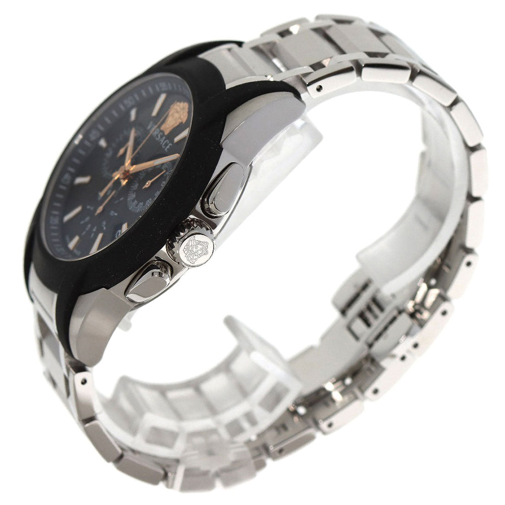 VERSACE Watches Quartz VEM8 Stainless Steel , Stainless Steel Silver Medusa Chronograph black dial mens Used Authentic