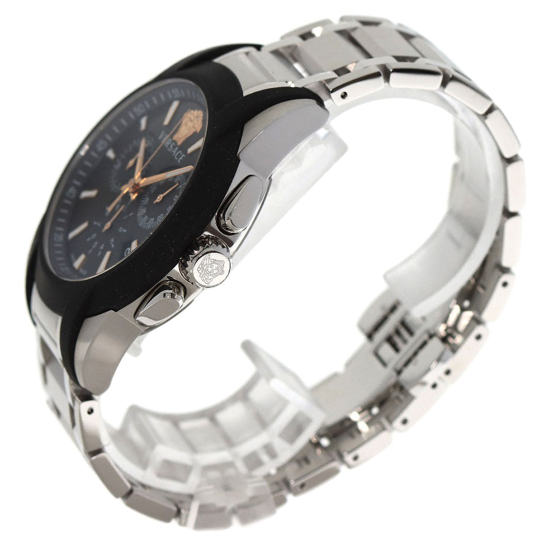 VERSACE Watches Quartz VEM8 Stainless Steel , Stainless Steel Silver Medusa Chronograph black dial mens Used Authentic