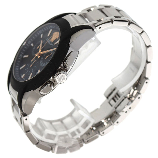 VERSACE Watches Quartz VEM8 Stainless Steel , Stainless Steel Silver Medusa Chronograph black dial mens Used Authentic