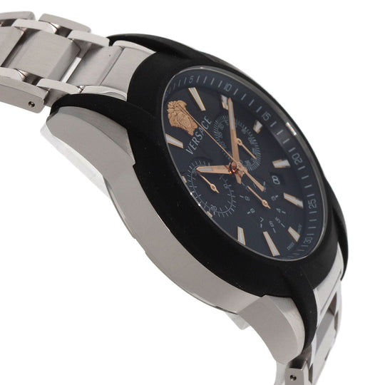 VERSACE Watches Quartz VEM8 Stainless Steel , Stainless Steel Silver Medusa Chronograph black dial mens Used Authentic