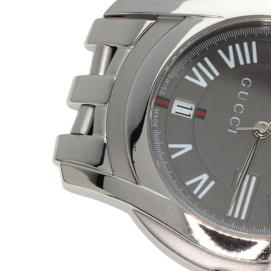 GUCCI Watches Quartz 5500M Stainless Steel , Stainless Steel Silver Round face gray dial mens Used Authentic