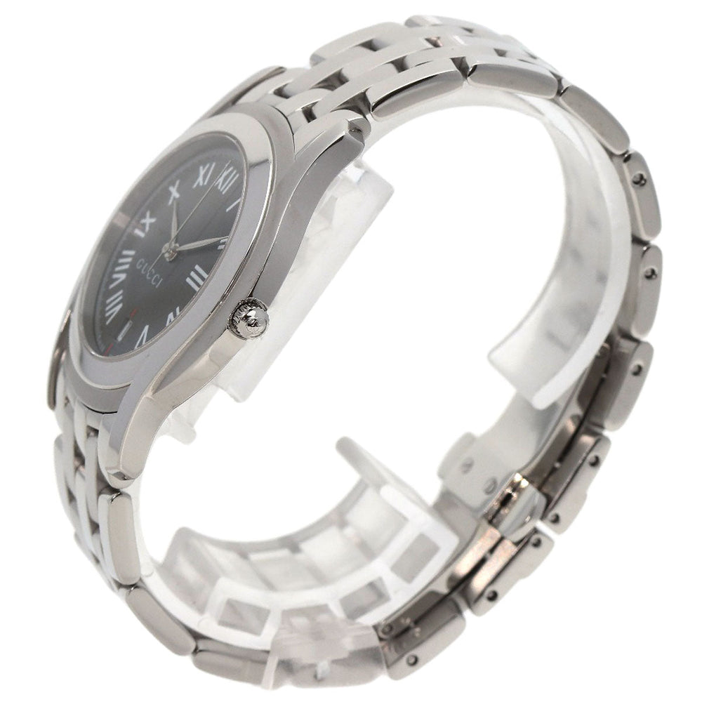 GUCCI Watches Quartz 5500M Stainless Steel , Stainless Steel Silver Round face gray dial mens Used Authentic
