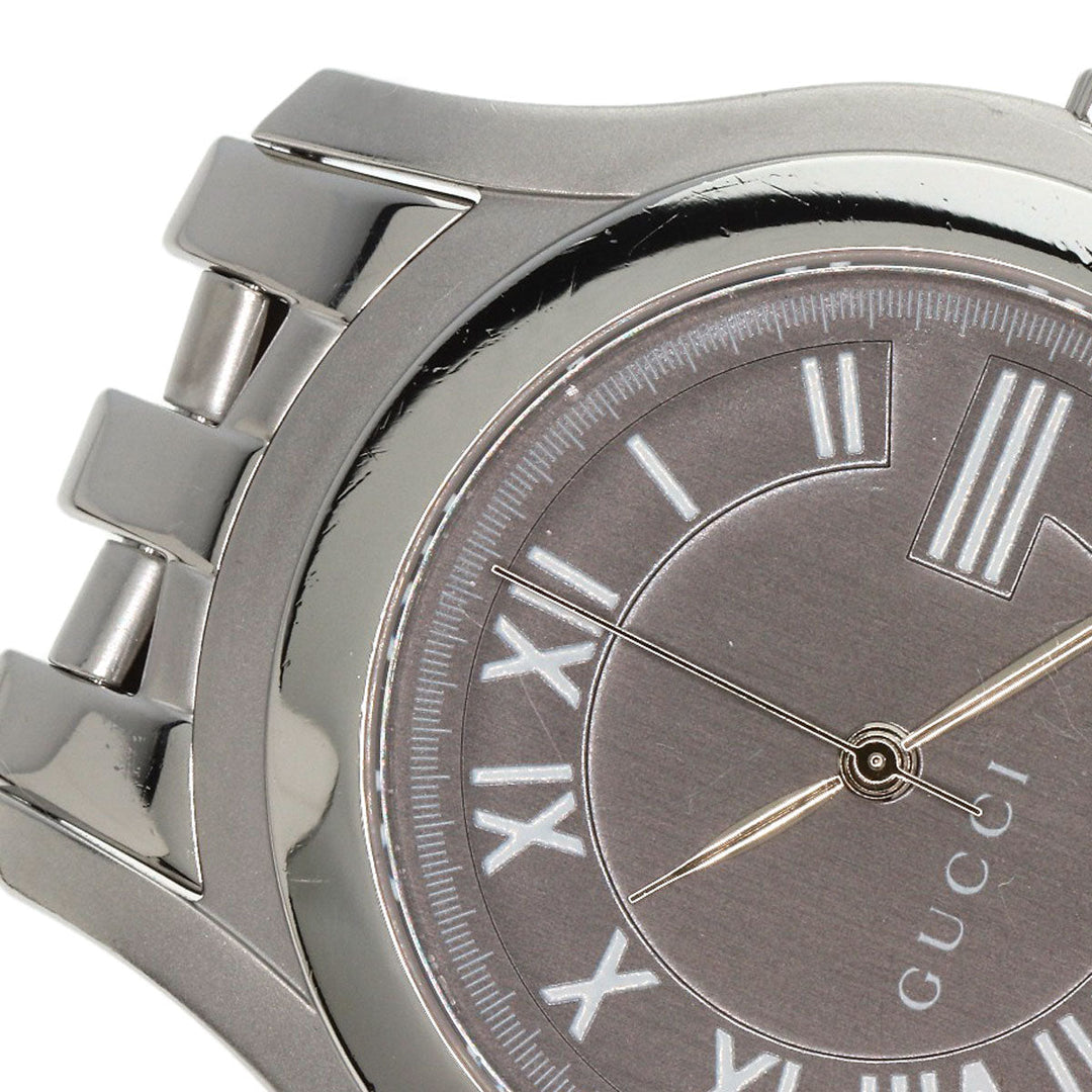 GUCCI Watches Quartz 5500M Stainless Steel , Stainless Steel Silver Round face gray dial mens Used Authentic