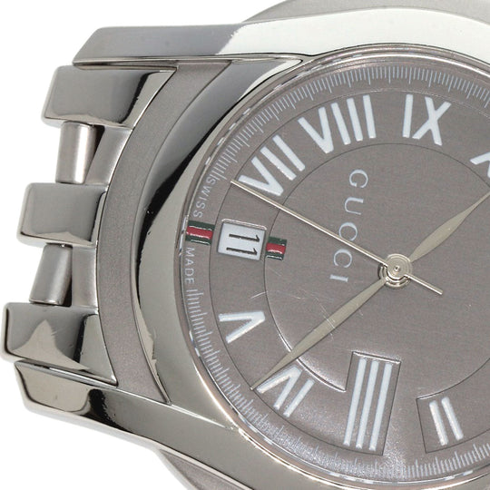 GUCCI Watches Quartz 5500M Stainless Steel , Stainless Steel Silver Round face gray dial mens Used Authentic
