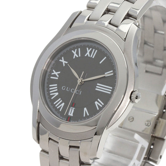 GUCCI Watches Quartz 5500M Stainless Steel , Stainless Steel Silver Round face gray dial mens Used Authentic