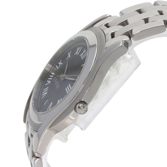 GUCCI Watches Quartz 5500M Stainless Steel , Stainless Steel Silver Round face gray dial mens Used Authentic