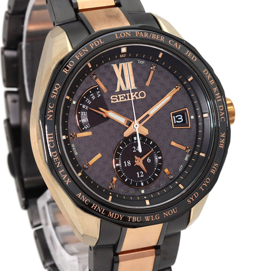 SEIKO Watches Solar Powered Radio Watch SAGA254 8B63-0AR0 Titanium Ceramic , Titanium Ceramic gold Brights Flight Expert Limited to 800 pieces black dial mens Used Authentic