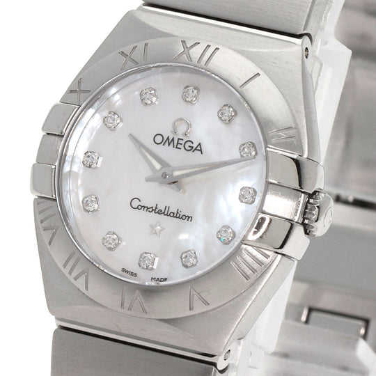 OMEGA Watches Quartz 123.10.24.60.55.001 Stainless Steel , Stainless Steel Silver Constellation Brush 12P Diamond White shell dial Women Used Authentic
