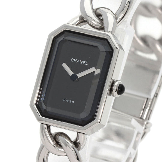CHANEL Watches Quartz H3248 Stainless Steel , Stainless Steel Silver Premiere L black dial Women Used Authentic