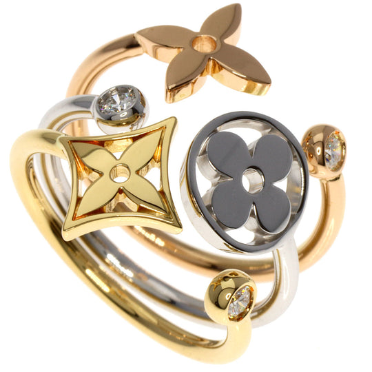 LOUIS VUITTON Ring 18K Yellow Gold gold Berg Monogram Idylle Diamond #49 Women Used Authentic