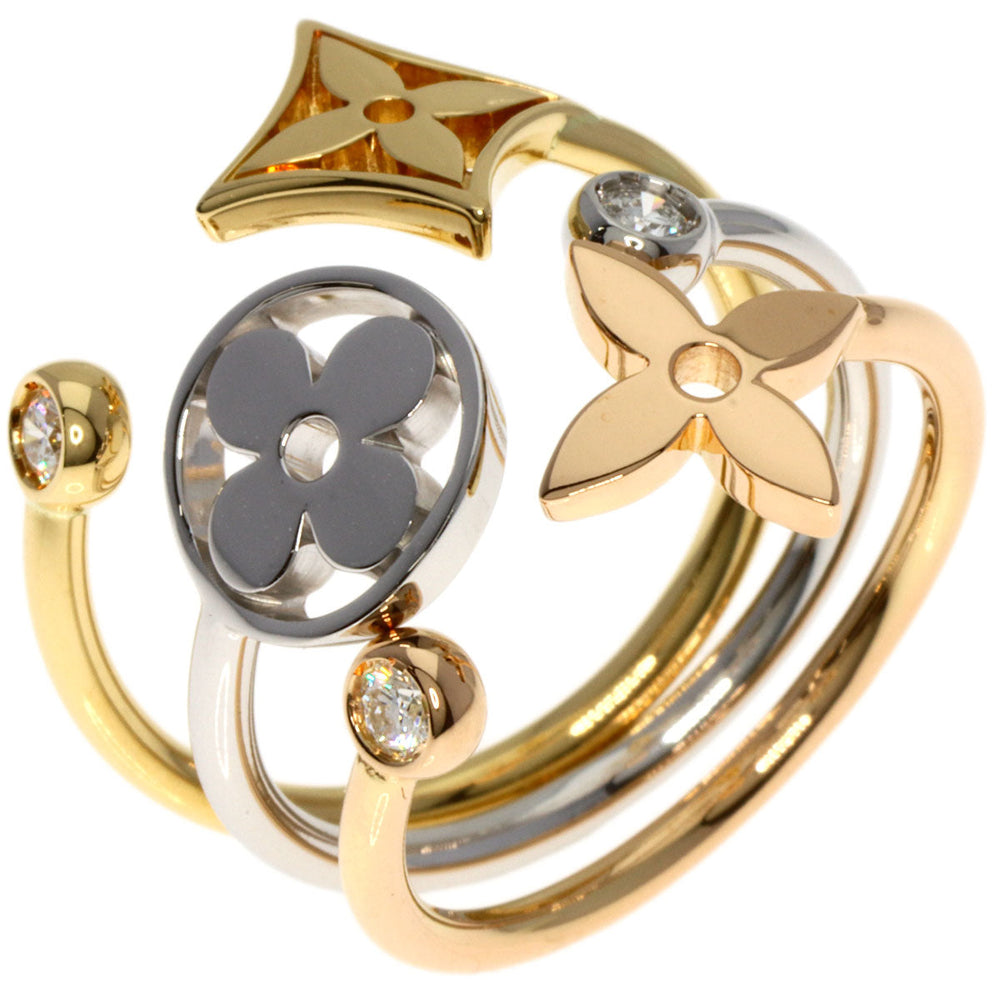LOUIS VUITTON Ring 18K Yellow Gold gold Berg Monogram Idylle Diamond #49 Women Used Authentic