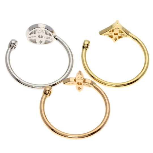 LOUIS VUITTON Ring 18K Yellow Gold gold Berg Monogram Idylle Diamond #49 Women Used Authentic