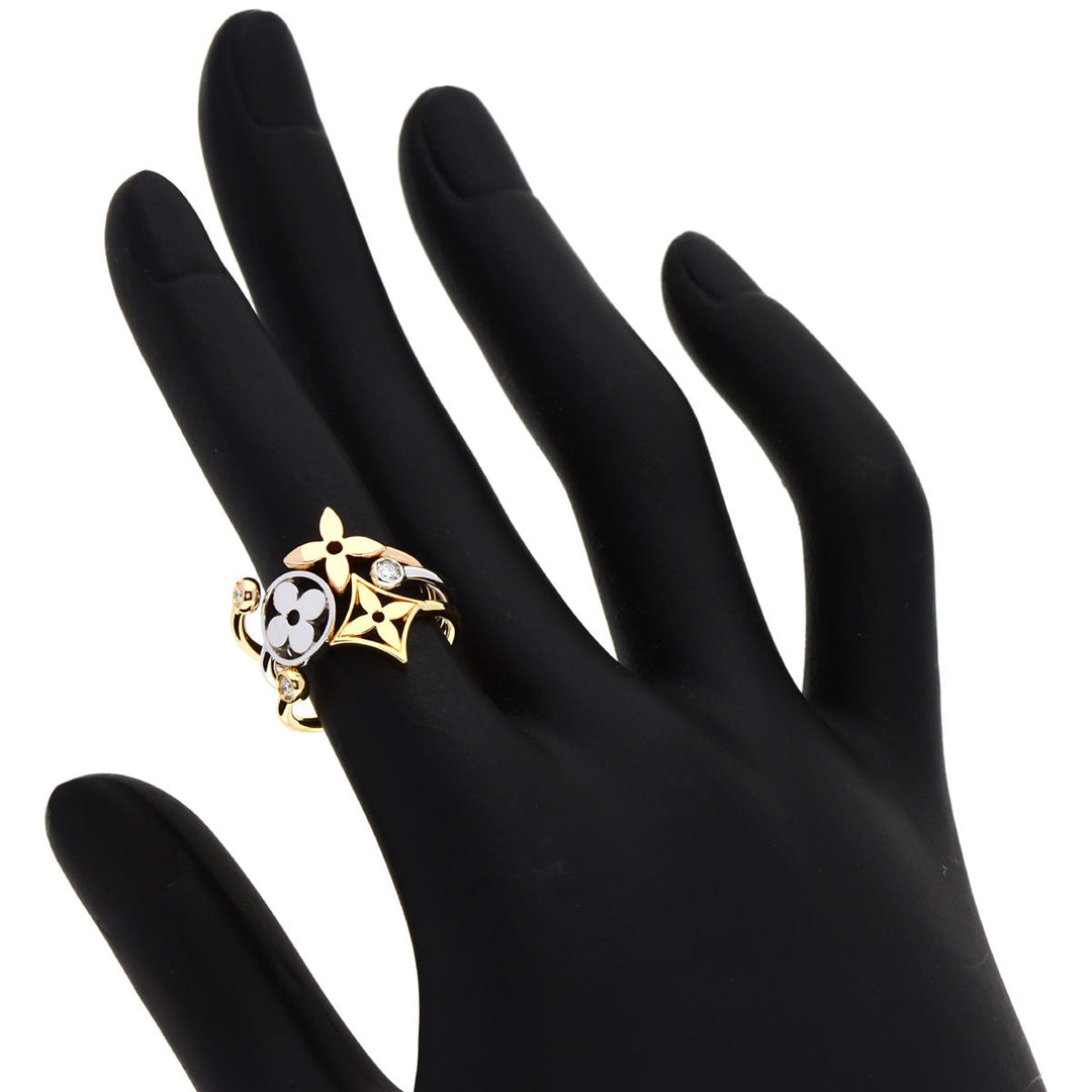 LOUIS VUITTON Ring 18K Yellow Gold gold Berg Monogram Idylle Diamond #49 Women Used Authentic