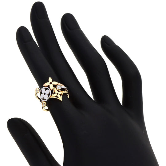 LOUIS VUITTON Ring 18K Yellow Gold gold Berg Monogram Idylle Diamond #49 Women Used Authentic