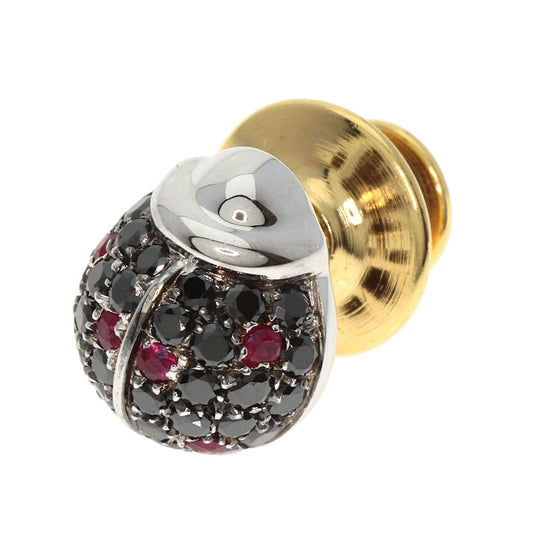 PASQUALE BRUNI Brooch K18WG Silver Ladybug Ruby Black Diamond Pin Brooch
