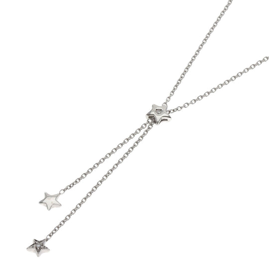 Ponte Vecchio Necklace K18WG Silver Star motif Diamond Women Used Authentic