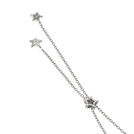 Ponte Vecchio Necklace K18WG Silver Star motif Diamond Women Used Authentic