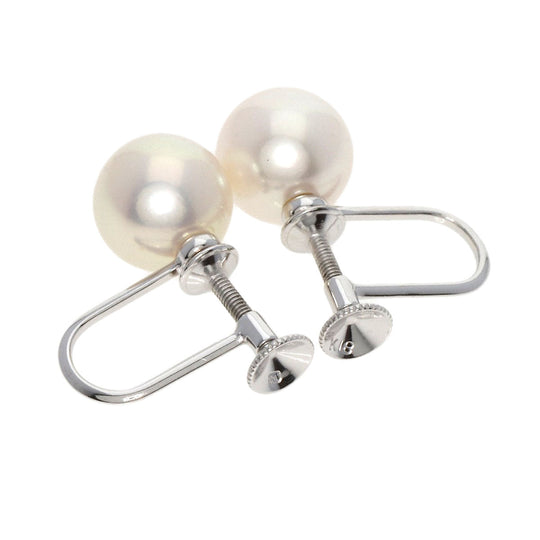 MIKIMOTO Earring K18WG Silver Akoya pearl Pearl Women Used Authentic