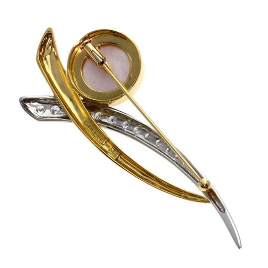 TASAKI Brooch PT900 , K18YG gold Mabe Pearl Diamond Women Used Authentic