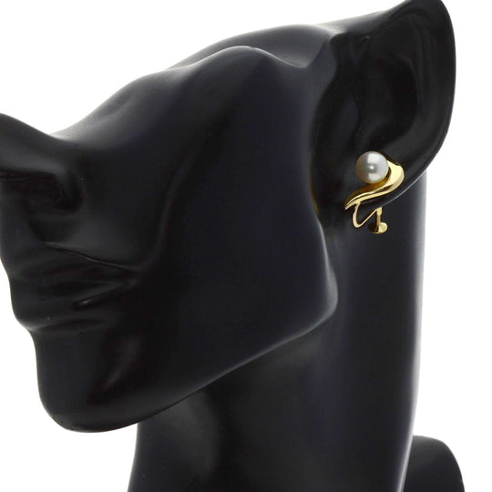 MIKIMOTO Earring 18K Yellow Gold gold Akoya pearl Pearl Women Used Authentic