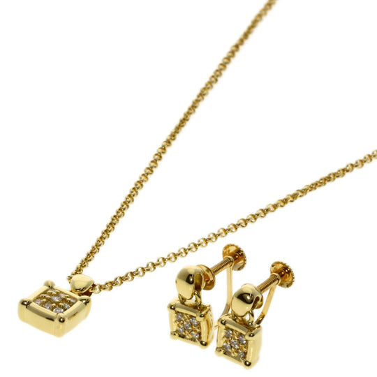 TASAKI Necklace 18K Yellow Gold gold Diamond Necklace Earrings 2-piece set Women Used Authentic