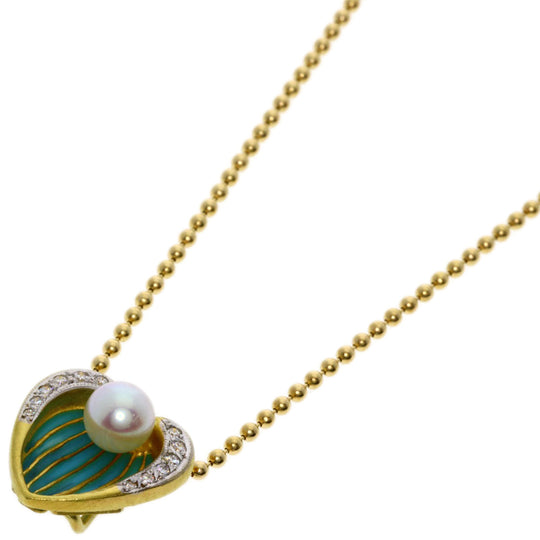 MASRIERA Necklace 18K Yellow Gold gold Enamel Diamond Pearl