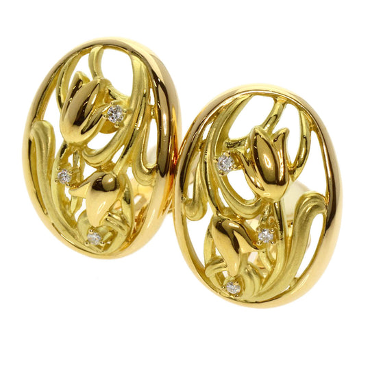 TASAKI Earring 18K Yellow Gold gold Tulip Motif Diamond Women Used Authentic