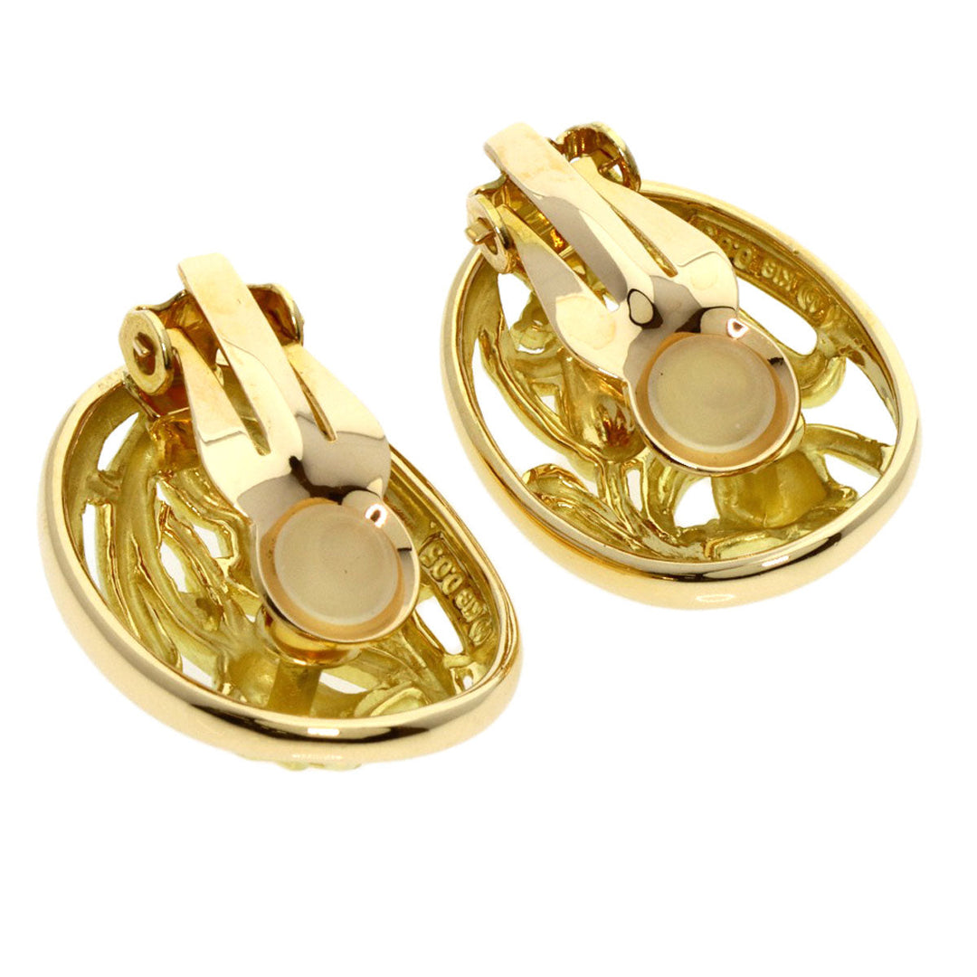 TASAKI Earring 18K Yellow Gold gold Tulip Motif Diamond Women Used Authentic