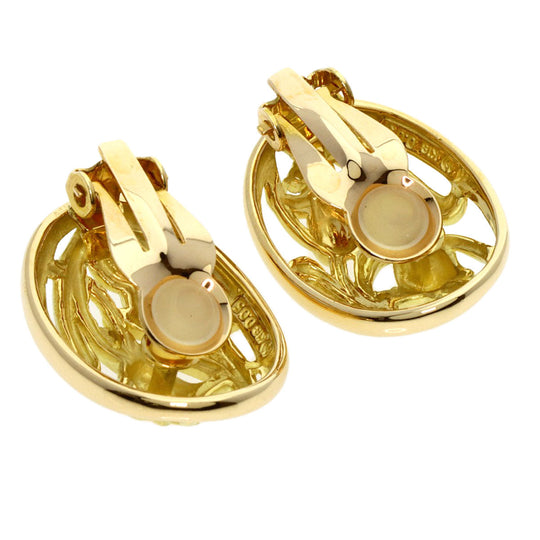 TASAKI Earring 18K Yellow Gold gold Tulip Motif Diamond Women Used Authentic