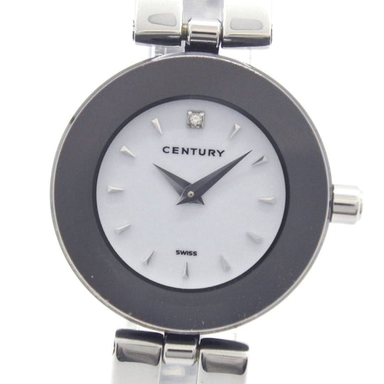 CENTURY Watches Quartz Stainless Steel Silver 1P diamond Time gem White dial Women Used Authentic