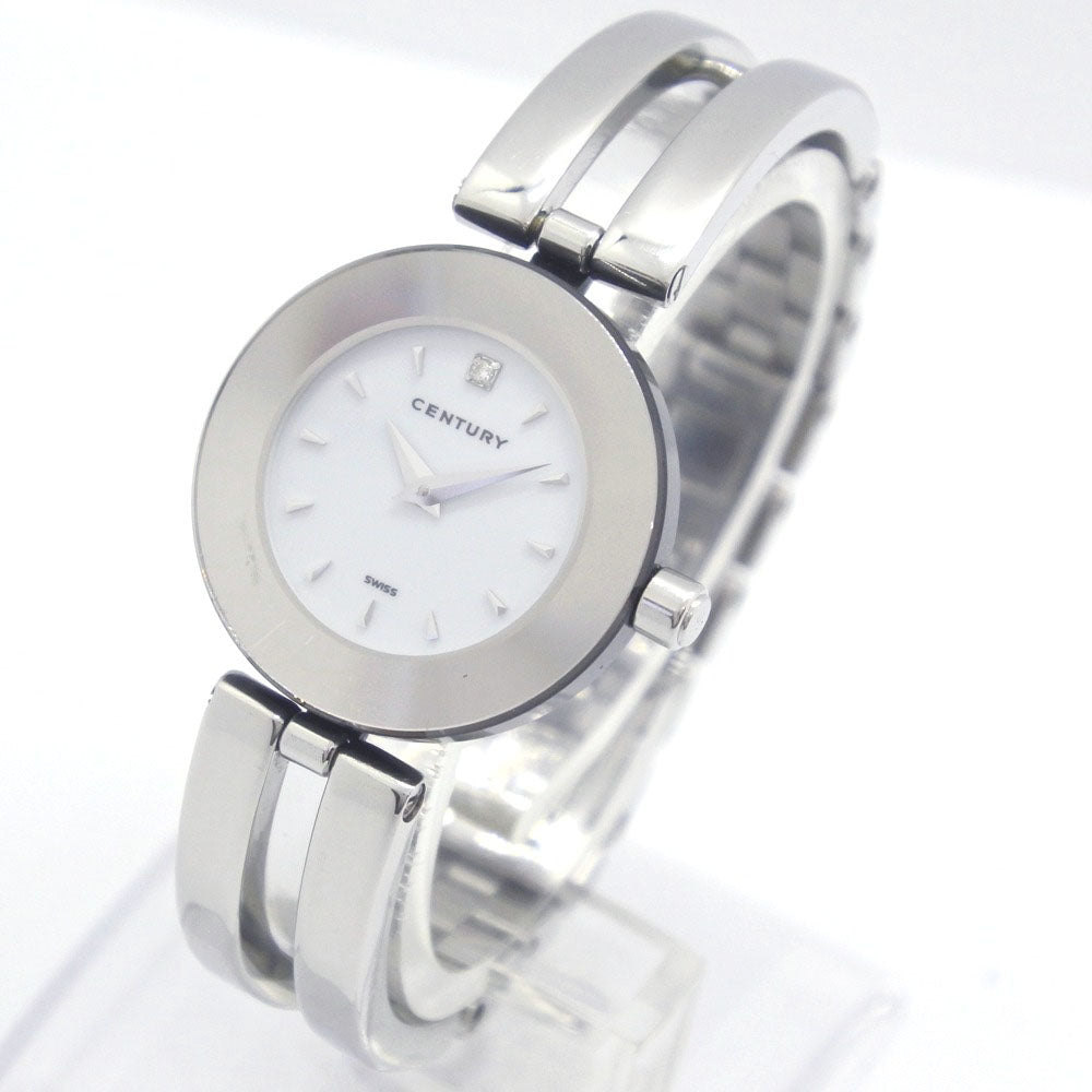 CENTURY Watches Quartz Stainless Steel Silver 1P diamond Time gem White dial Women Used Authentic