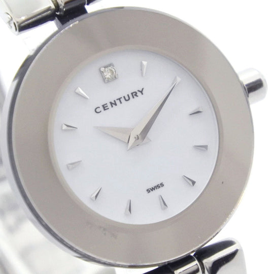 CENTURY Watches Quartz Stainless Steel Silver 1P diamond Time gem White dial Women Used Authentic