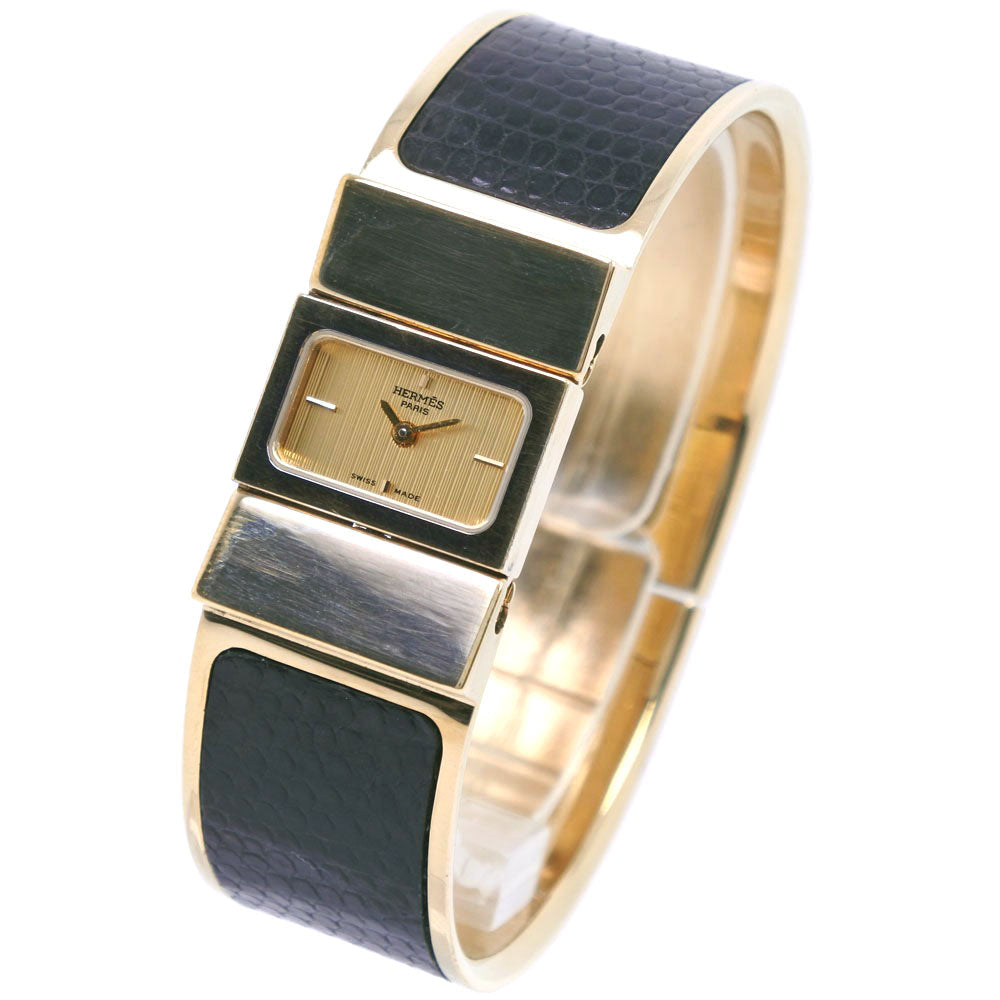 HERMES Watches Quartz L01.201 Plated Gold , Leather gold Location gold dial Women Used Authentic